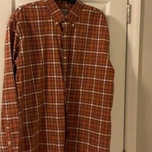 L.L Bean Men’s XL Long Sleeve Plaid Shirt Brown Black White 100% Cotton
